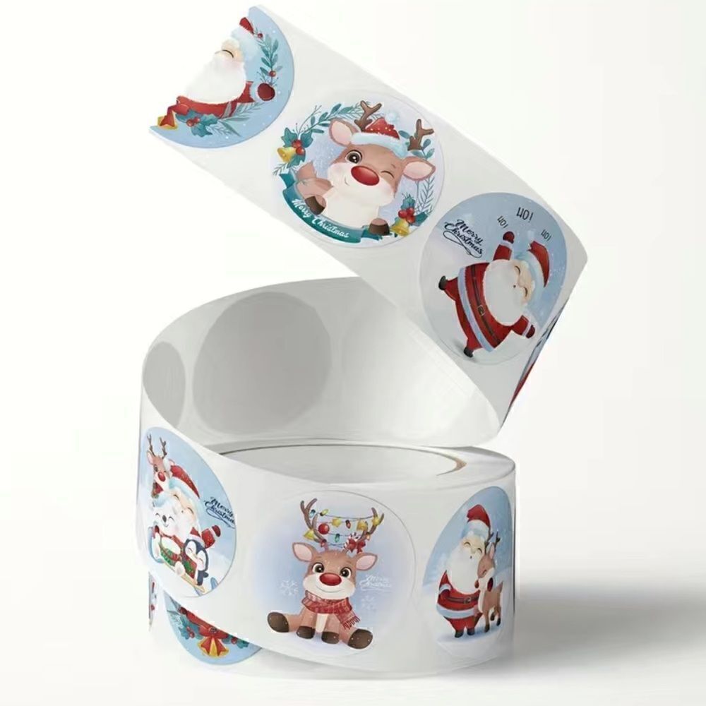 500 Stickers/roll Christmas Theme Gift Label Stickers - Picture 3 of 5
